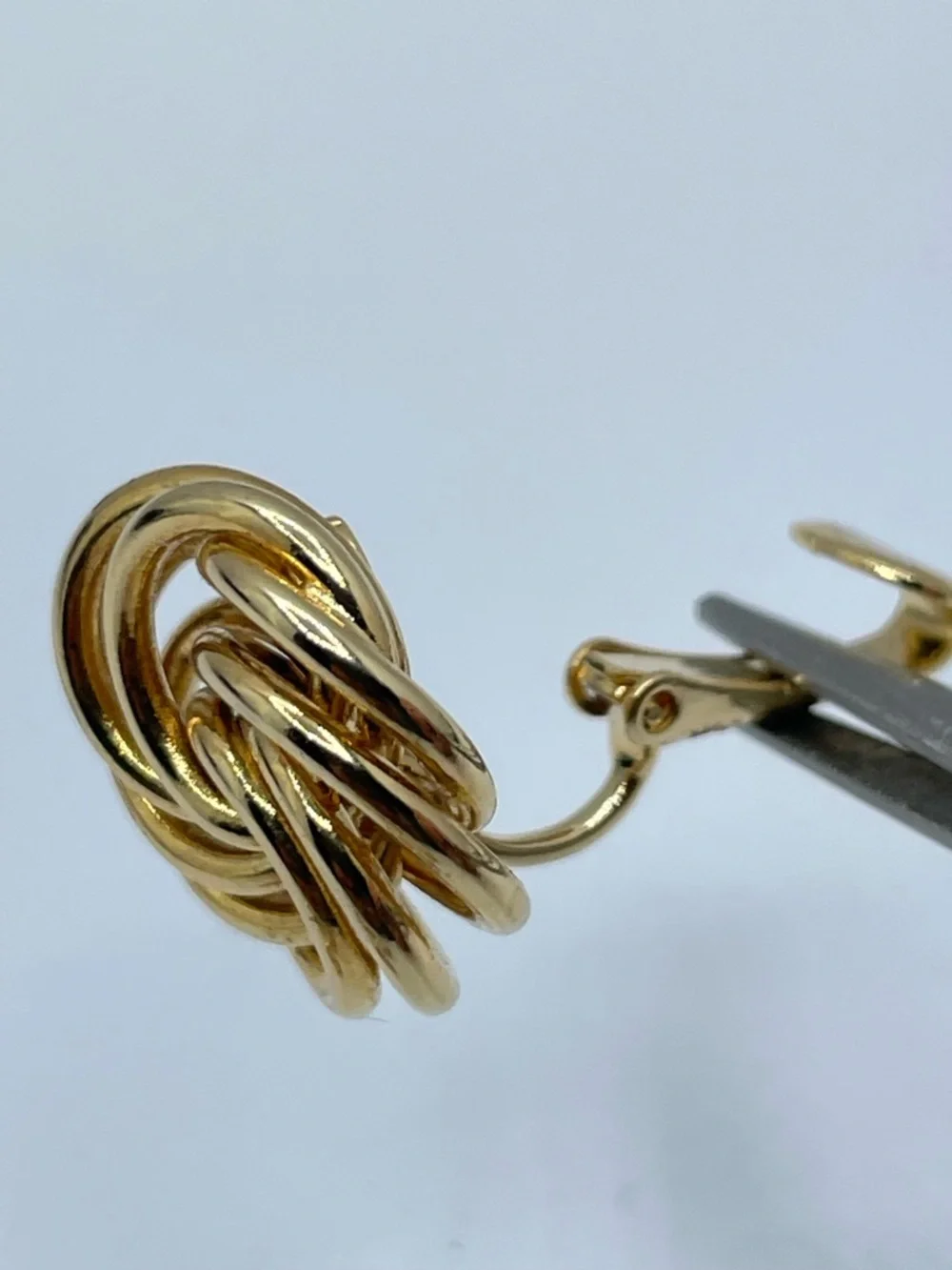Vintage Joan Rivers Gold Tone Clip On Earrings Set Knot Swirl Studs With Box
